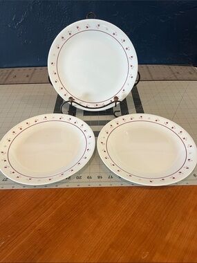 Corelle Burgandy Rose Dinner Plates- Set of 3
